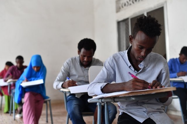 African students taking an exam