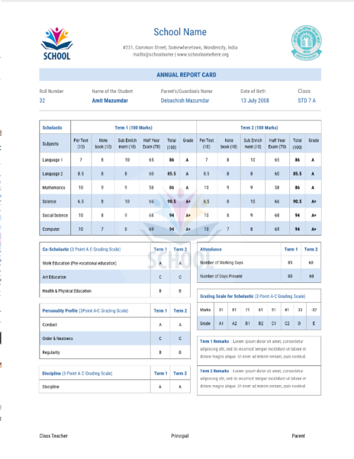 secondary school transcript