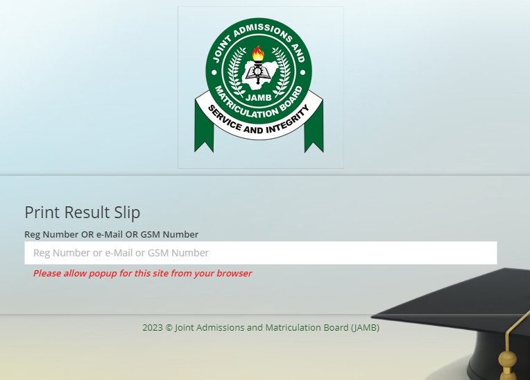 check JAMB UTME Result with registration number